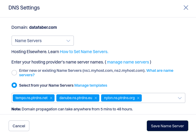 Nameserver settings in Dynadot