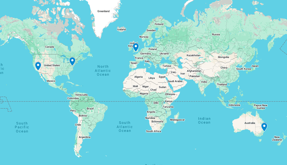 Map of PTRDNS authoritative nameservers